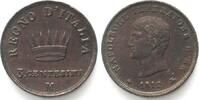 Italien Italy KINGDOM of NAPOLEON 3 Centesimi 1812 M, Milan mint, copper, AU! -