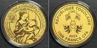 Togo TOGO 1500 Francs CFA 2022 Madonna Benois LEONARDO DA VINCI Gold 1/200 oz -