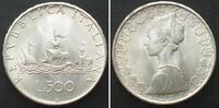 Italien ITALY 500 Lire 1966 silver BU! -