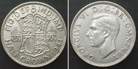 England GREAT BRITAIN Half Crown 1941, GEORGE VI, silver AU! -