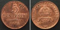 Italien - Lombardei Italian States LOMBARDY-VENETIA 5 Centesimi 1843 M, FERDINAND I, copper AU! -