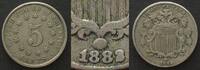 Vereinigte Staaten von Amerika  US 1883/2 overdate SHIELD NICKEL 5 Cents Cu-Ni RARE!!! VF