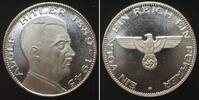 Italien - Medaillen ADOLF HITLER. Medal ND (1960s) silvered bronze 35mm Proof -