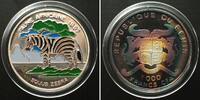 Benin BENIN 1000 Francs CFA 1997 ZEBRA silver, multicolor Proof SCARCE! -