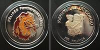Kongo - Brazzaville CONGO REPUBLIC. 500 Francs 1996 LION silver COLORED Proof -