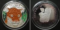 Kongo - Brazzaville CONGO REPUBLIC 1000 Francs 1996 Jaguar FELIDAE silver multicolor Proof RARE!!! -