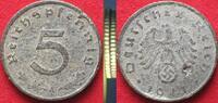 Deutschland - Drittes Reich Germany THIRD REICH 5 Pfennig 1941 A zinc - broad flan error - RRR! -