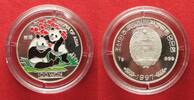 Nordkorea NORTH KOREA 100 Won 1997 PANDA silver COLORED Proof SCARCE! # 94788