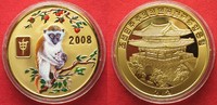 Nordkorea NORTH KOREA 20 Won 2008 Lunar YEAR OF THE MONKEY brass COLORED Proof # 94939