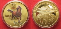 Nordkorea NORTH KOREA 20 Won 2008 Lunar YEAR OF THE HORSE brass COLORED Proof # 94941