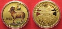 Nordkorea NORTH KOREA 20 Won 2008 Lunar YEAR OF THE GOAT brass COLORED Proof # 94944