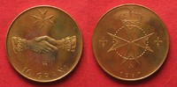 Malteserorden MALTESERORDEN 10 Grani 1967 Händedruck ANGELO DE MOJANA Bronze SELTEN! # 94971