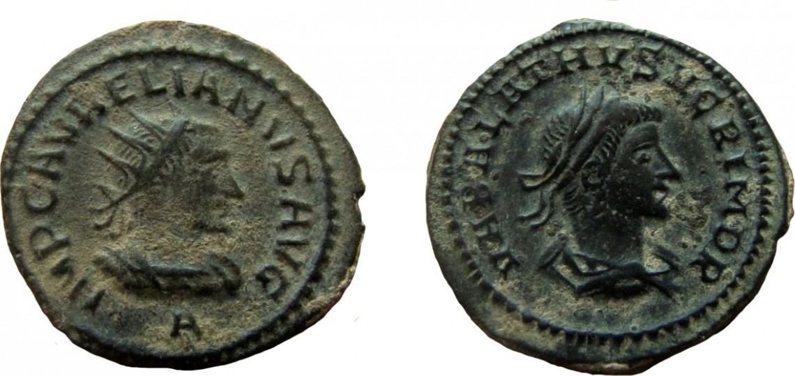 Roman Empire 270-275 AD Aurelian, with Vabalathus. Antoninianus. Antioch  mint.