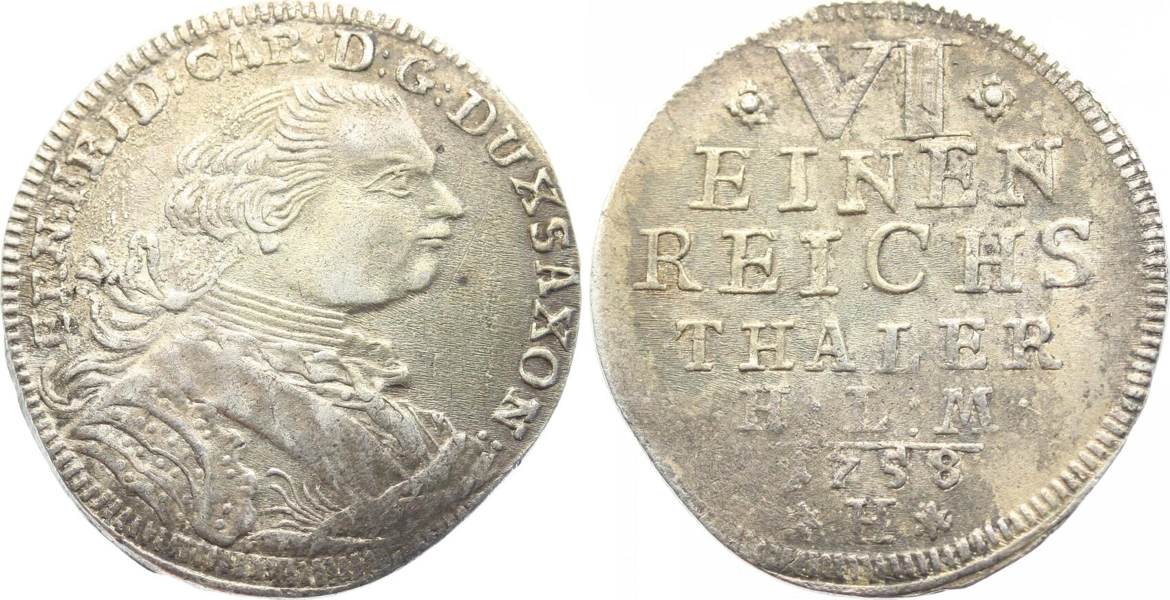 SachsenHildburghausen 1/6 Reichstaler 1758 Ernst Friedrich Karl 1745