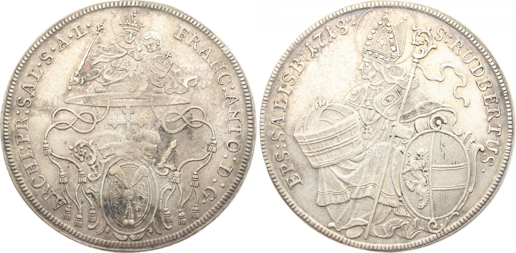 Salzburg Taler 1718 Franz Anton von Harrach 17091727. Schöne Patina