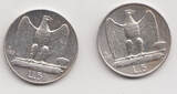 Italien 2x 5 Lire 1927 & 1929 Victor Emmanuel III. EF