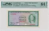 Luxembourg Luxembourg, 20 Francs (1965) - SPECIMEN - Color Trial - PMG 64 EPQ - RARE -