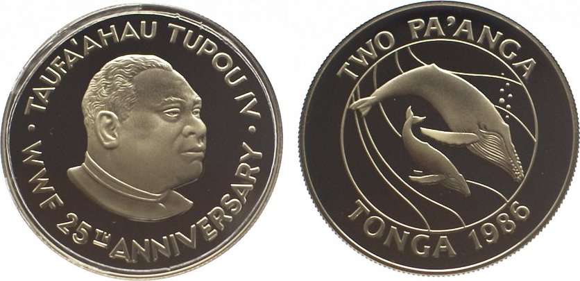 Tonga 2 Pa'anga 1986 Topou IV. 19652006. Proof Русские