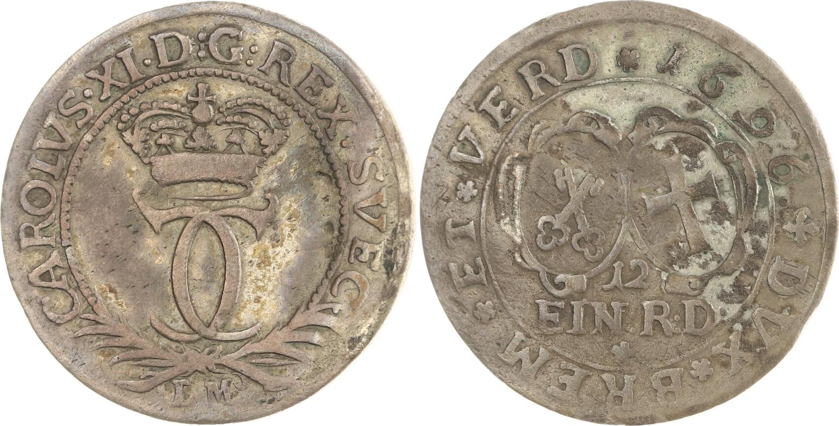 Bremen und Verden 1/12 Taler 1696 Karl XI. von Schweden 1660-1697 ...