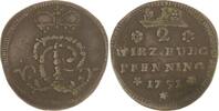 Würzburg, Bistum Cu 1/2 Pfennig Karl Philipp von Greiffenklau-Vollraths 1749-1754. -