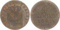 Brandenburg-Preußen Friedrich Wilhelm III. 1797-1840. Cu 4 Pfennig 1821  A Sehr schön - vorzüglich