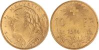 Schweiz-Eidgenossenschaft 10 Franken Gold 1914 B Vorz&uuml;glich 549.70 US$  +  11.57 US$ shipping