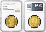 PORTUGAL 1834 Maria I. Gold Peca (7500 Reis) Coin. NGC MS 63