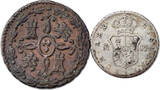 SPAIN 2 Maravedis & 1/2 Real 1828/1820 Ferdinand VII. Segovia & Madrid! VF+