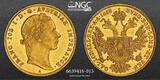 AUSTRIA 1858 A Francis Joseph I. Gold Ducat Coin. NGC MS 62