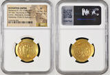 BYZANTINE EMPIRE AV Histamenon Nomisma 1068-1071 Romanus IV w. Eudocia, Michael VII, Constantius & Andronicus. Gold Coin. NGC XF Strike: 4/5 Surface: 4/5