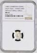 CAMBODIA (1847) Silver 1/8 Tical (Fuang) Bird without Circle Coin. NGC MS 62