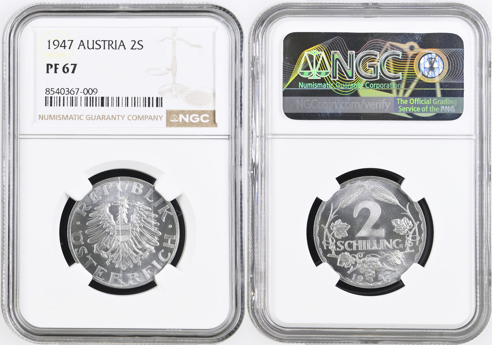 AUSTRIA 2 Schilling 1947 Top Pop with only 2 others equal at NGC! NGC PF 67  | MA-Shops