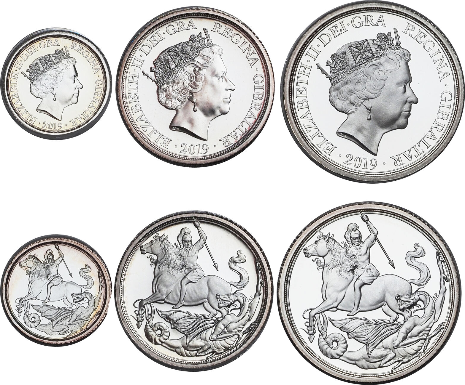 Gibraltar 1/4, ½ & 1 Sovereign (3pcs) 2019 Elizabeth II. The first ...