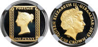 Gibraltar Gold 1/10 Crown Gibraltar. Proof Gold 1/10 Crown & Penny Black Stamp Set. Only 2,015 Struck! -