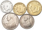 Monaco 1, 2, 10 & 20 Francs (5pcs) Louis II. -