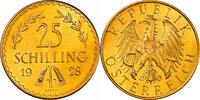 AUSTRIA 25 Schilling Austria (1st Republic). Proof-Like Gold 25 Schilling Coin. -