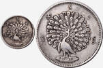 BURMA Mu + Kyat (Rupee) Mindon Min. Silver Mu & Kyat (Rupee) Coins. 2pcs! -
