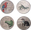 Österreich 3 Euro (4pcs) Tiertaler. Frosch, Papagei, Fischotter & Flusskrebs. -
