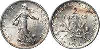 France 2 Francs 1-Yr Type, struck at a temporary mint at Castelsarrasin during WWI. -