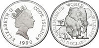 Cook Islands 10 Dollars Endangered World Wildlife Series - African Elephant. -