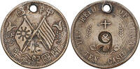 China, Republic 10 Cash (Tag Token) Interesting specimen with punched numeral, possibly used as a Tag Token. -
