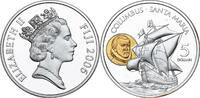 FIJI 5 Dollars Christopher Columbus - Sailship Santa Maria. Only 3,000 pcs. Struck! -