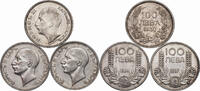 BULGARIA 100 Leva (3pcs) Boris III. Silver 100 Leva Coins. -