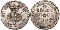 ITALY-GENOA 10 Soldi Billon Silver 10 Soldi Coin. -