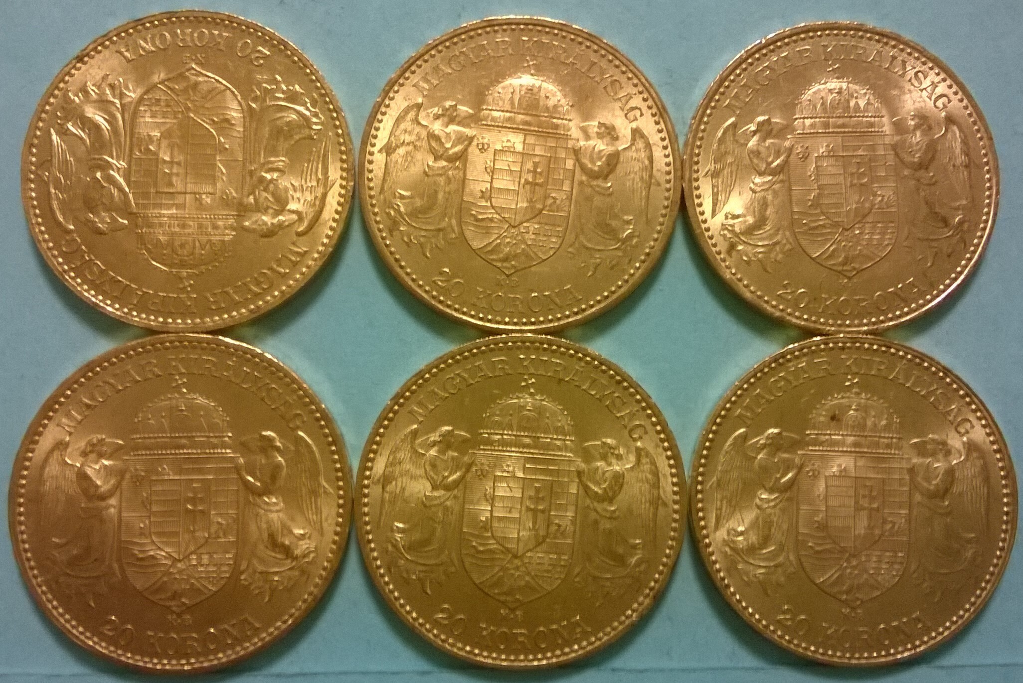 Hungary, Ungarn 20 Korona, Kronen, Corona 6 pcs Austria-Hungary Empire ...