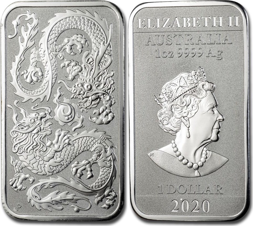 Australien 1 Dollar 2020 Perth Mint Rectangular Dragon Silverbar