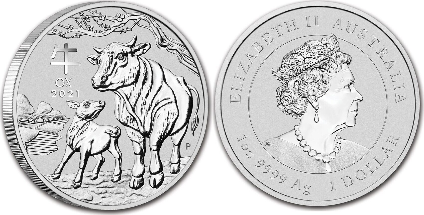 2021 1 Dollar 2021 Perth Mint Lunar Iii Year Of The Ox 1 Oz Silvercoin 