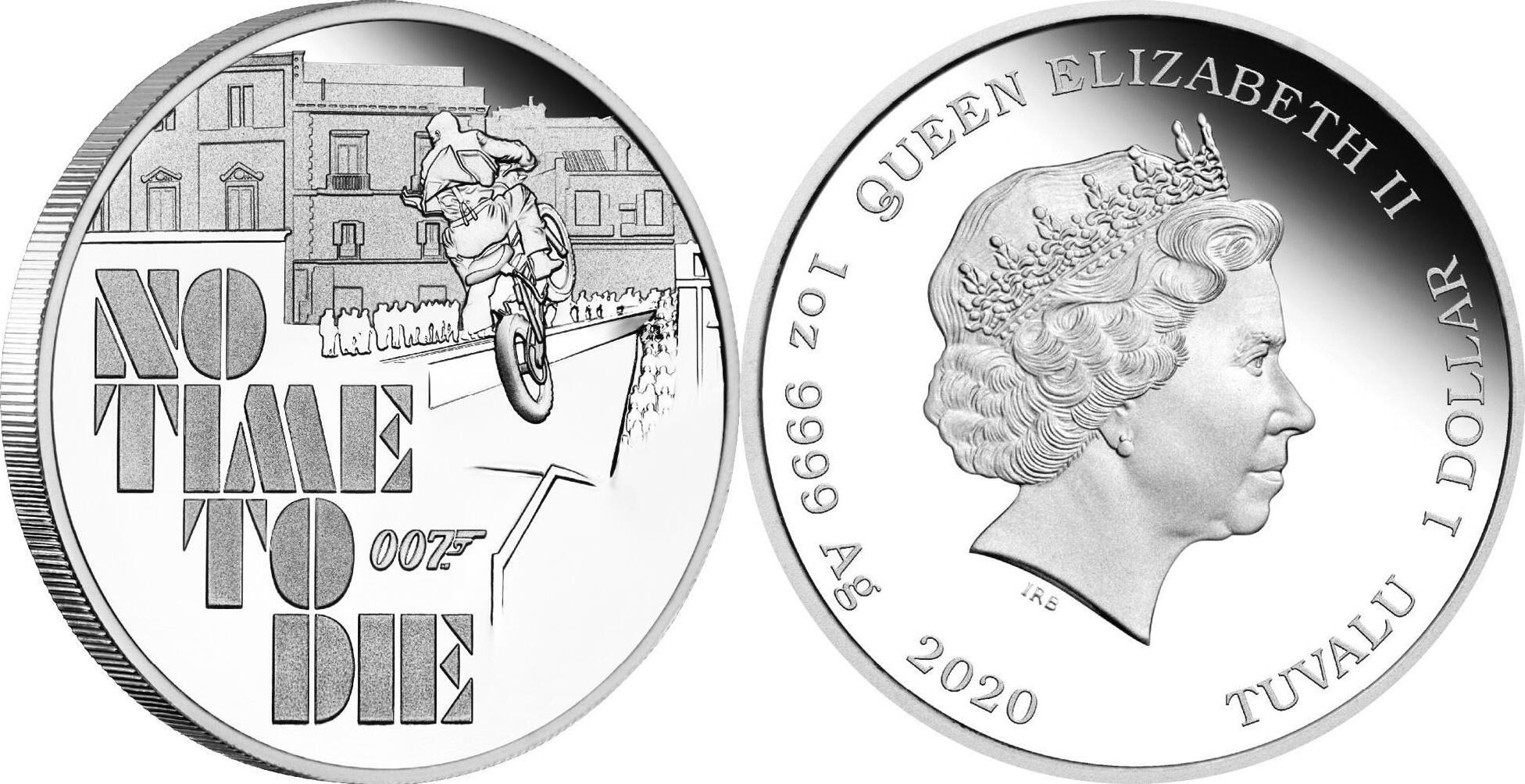 Tuvalu 1 Dollar 2020 James Bond 007 No Time to Die 1 oz Silvercoin
