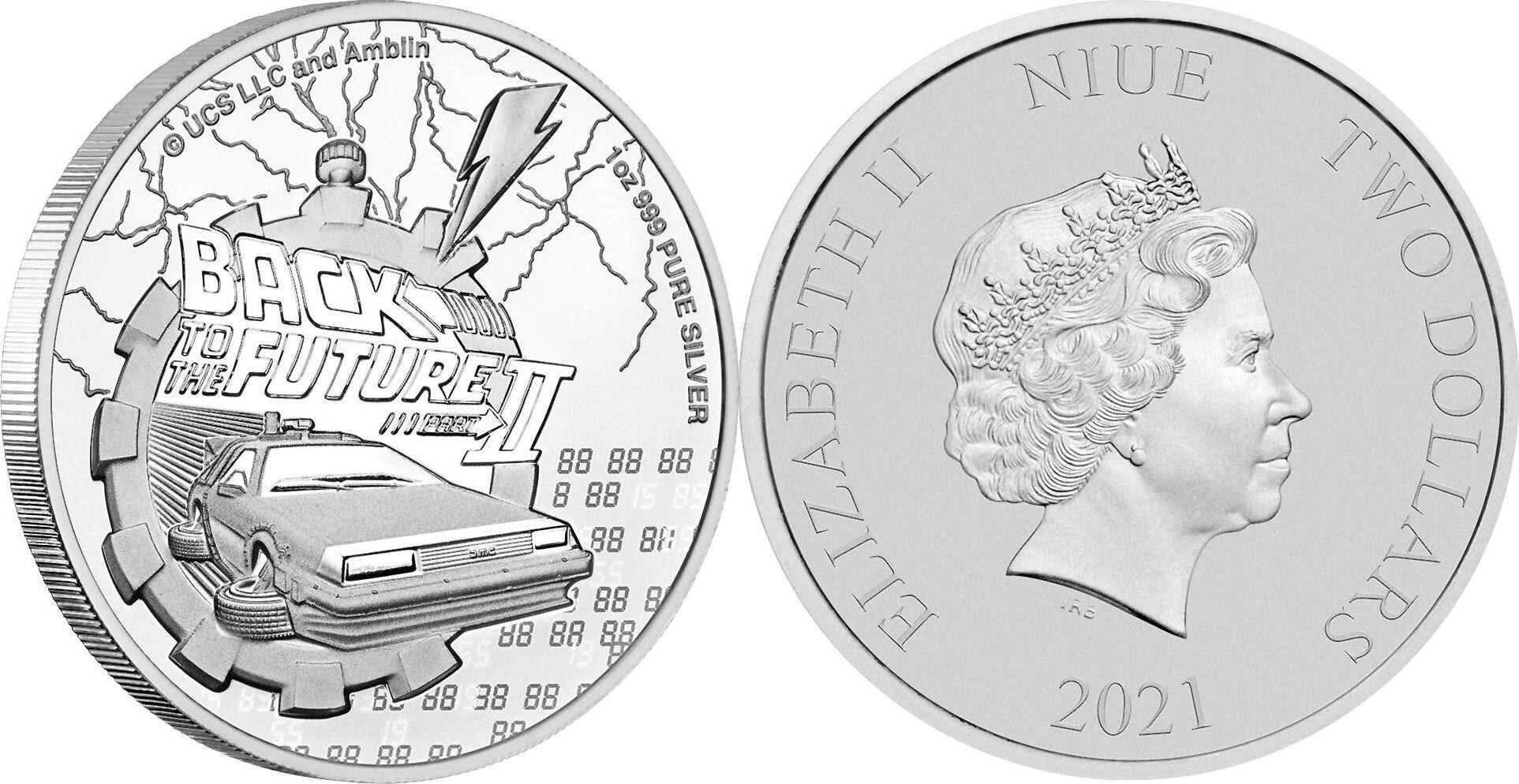 Niue 2 Dollar 2021 Back to the Future 1 oz Silvercoin Brilliant Uncirculated  | MA-Shops