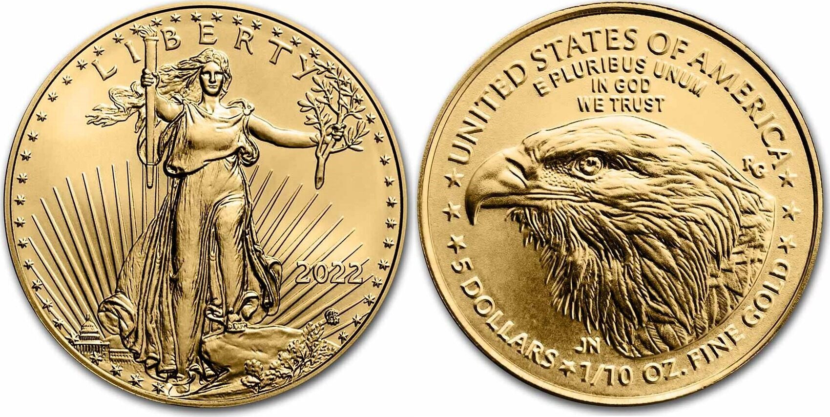 USA 5 Dollar 2022 US Mint American Gold Eagle 1/10 oz Goldcoin